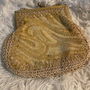 VintageSimon Ernest Gold and Cream Chemise Purse